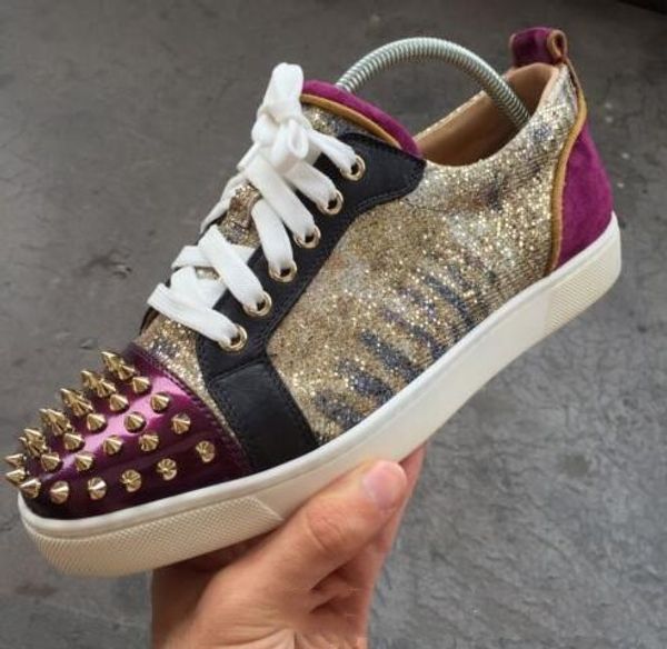 

originals box]luxury designers women flat sneaker fleuri spikes red bottom sneakers junior rantus strass sz35-47, Black