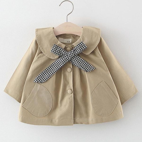 

fashion baby plaid belt coat kids girls winter simplicity comfortable solid long sleeve doll collar button pocket jacket 9m-3t, Blue;gray