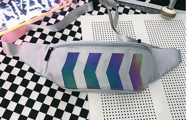 

2020 new trendy cool reflective oblique cross waist bag fashion wild shoulder bag selling