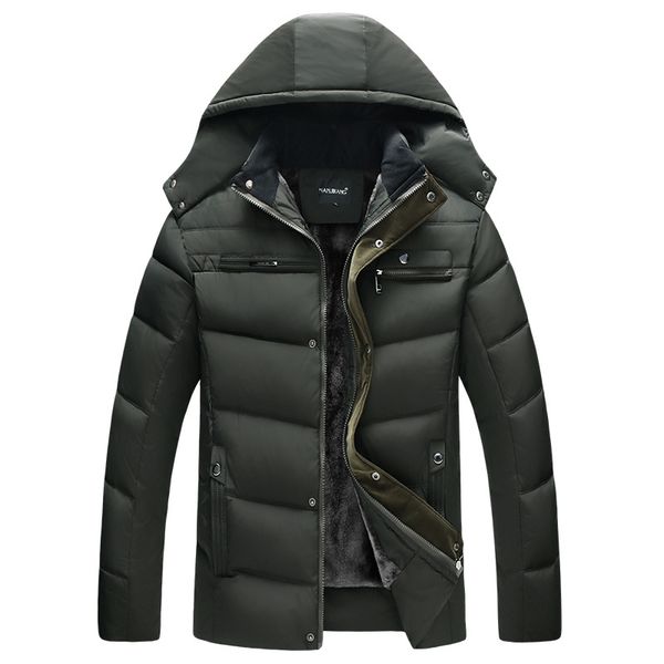 

yzbzjc 2018 man parka thicken warm jacket casual hooded outwear cotton padded coats winter windbreakers clothings men, Black