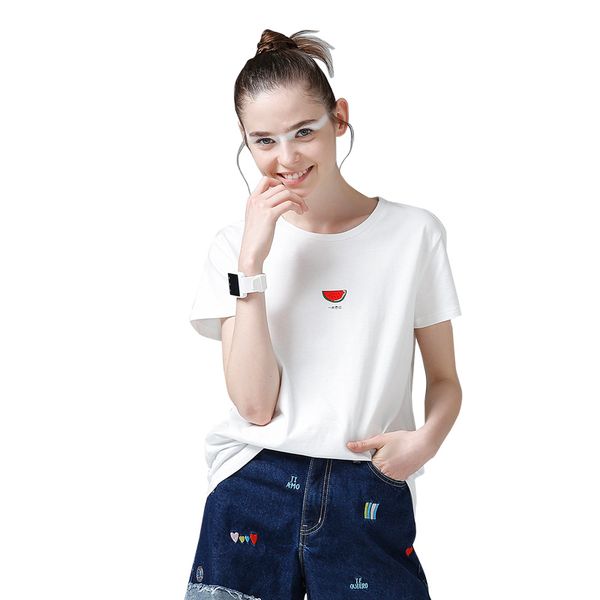 

New Women Cotton T-Shirts Fashion Watermelon Print Summer T Shirt All Match O-Neck Short Sleeve Casual T -Shirts Base Tees