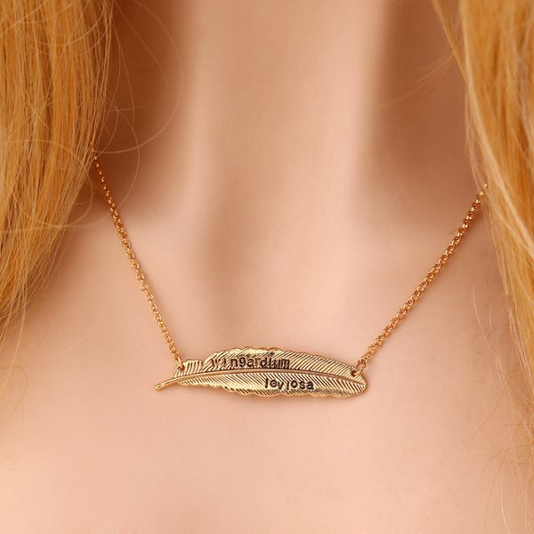 

new fashion jewelry women's wingardium leviosa letters pendant necklace feather pendant necklace s381, Silver