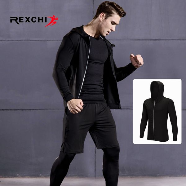

men sports long sleeves coat compression cover outdoor running jogging clothes gym fitness training workout tights costume, Black;blue