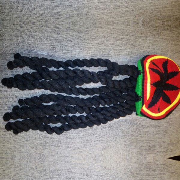 2019 Men Novelty Knitted Wig Braid Hat Bob Marley Rasta Beanie