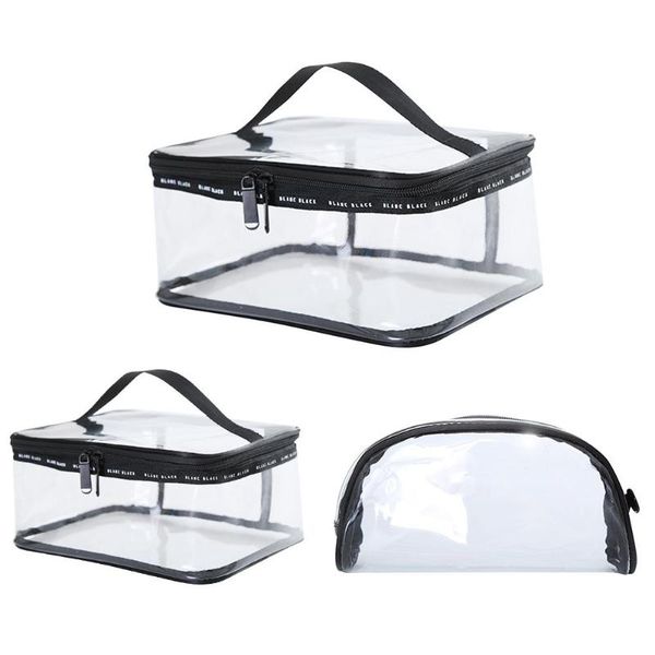 

trendy make up organizer storage portable high-grade simplicity durable waterproof toiletry pvc zipper wash bag clutch