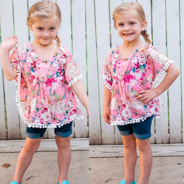 

toddler baby swimsuit beach dress girls swimwear pareo kids floral tassel beach cover ups kaftan children tunic 1-6 years