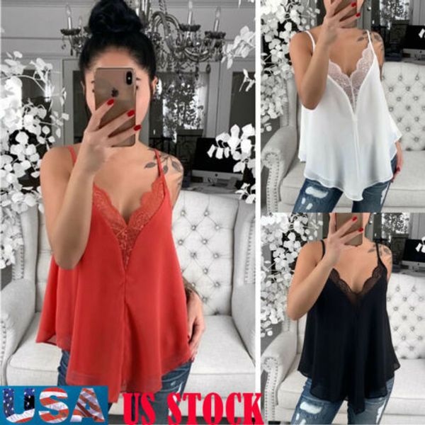 

new stock fashion women summer vest sling t-shirt lace casual sleeveless blouse tank clothes, White