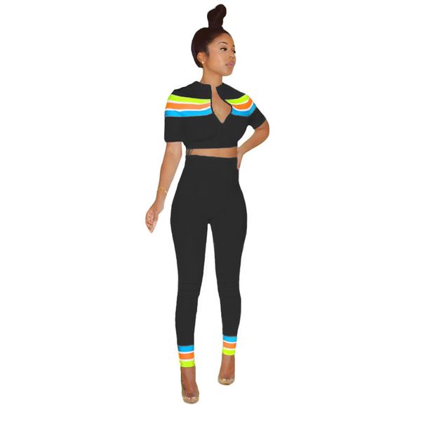 

summer womens designer 2pcs sets fashion striped women skinny two piece outfits casual women cardigan sports set, Gray