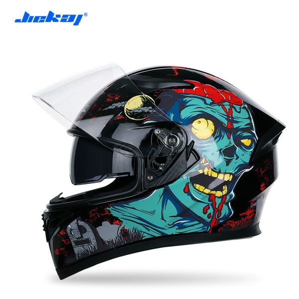 

jiekai double lens motorbike helmet motorcycle helmet 55-64cm motocross full racing riding headgear