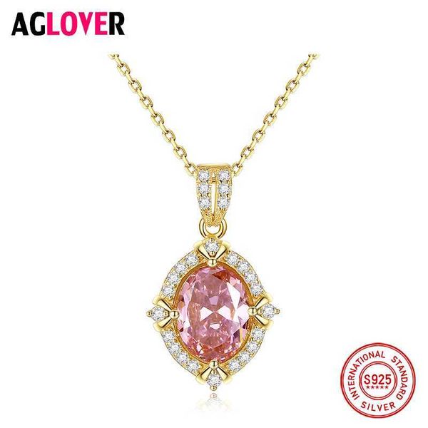 

aglover 100% 925 sterling silver statement necklace brown oval zircon pendant necklace for woman fashion gift jewelry
