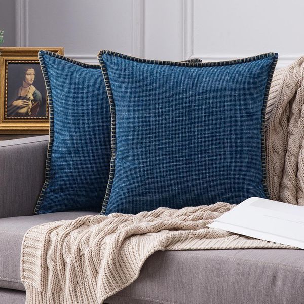 Decorative Throw Pillow Covers Farmhouse Style Trimmed Flange