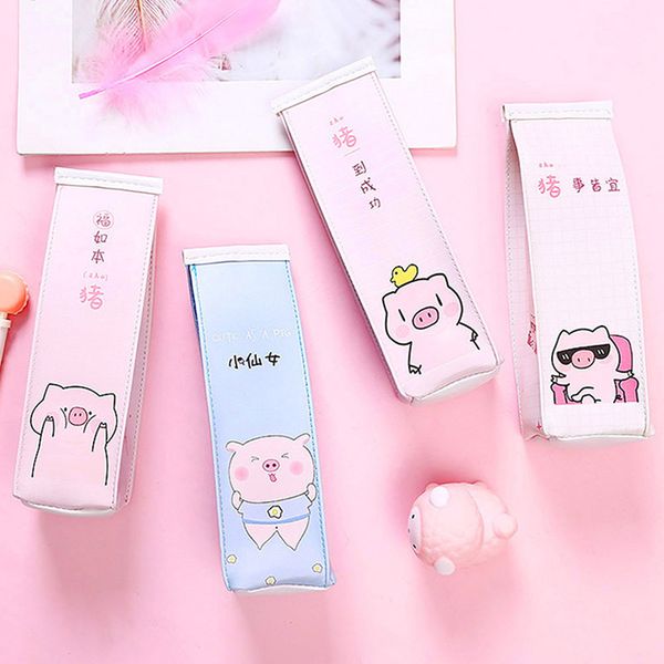 

cute cartoon pig pencil case leather funny pencilcase creative milk box pencil bag for school supplies student office stationery