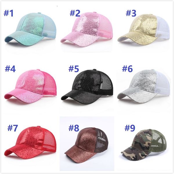 

30pc glitter ponytail breathable me h ba eball cap men 039 ladie bag ummer truck gorra hiny gold hining ladie hat c1