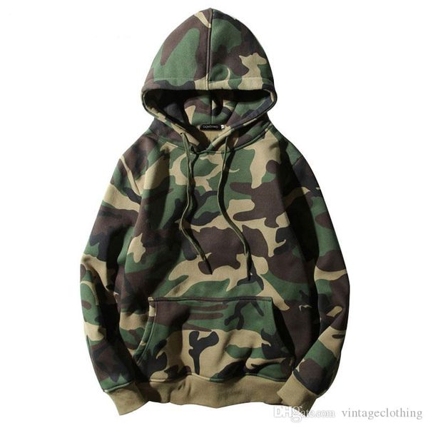 

army green camouflage hoodies winter mens camo fleece pullover hooded sweatshirts hip hop swag cotton streetwear s-2xl, Black