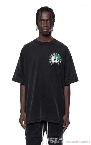 

printed tee fashion loose solid color short sleeves t shir casual washed male apparel designer mens skulls, White;black
