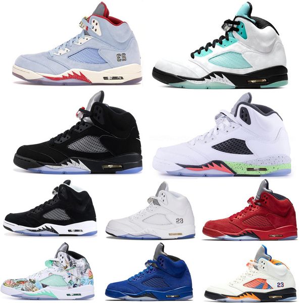

5 black metallic 3m reflect black white grape oreo basketball shoes men 5s red suede white cement sneakers man shoe, White;red