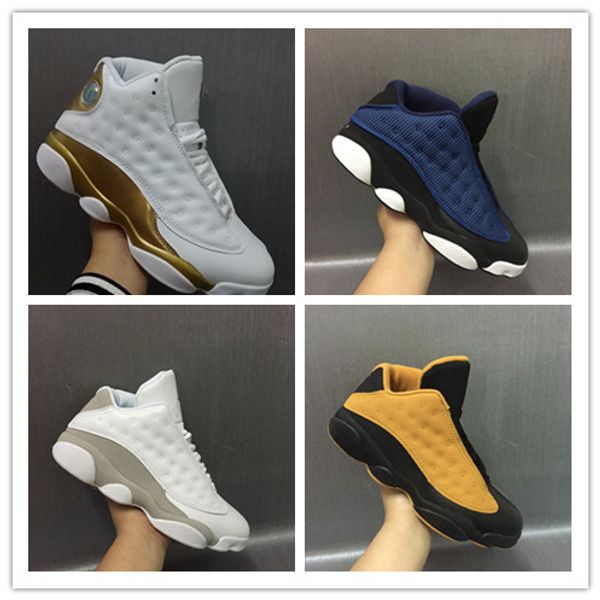 

wholesale new 13 low navy blue chutney wheat black yellow dmp gold white men basketball shoes sports sneakers trainers size 8-13