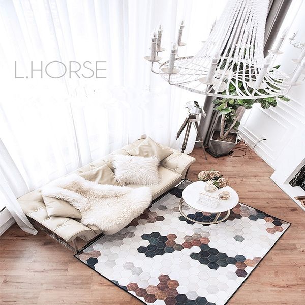 

nordic ins luxury bedroom carpet bedside rug living room decoartion mat non-slip printing chenille floor mat geometric door mat