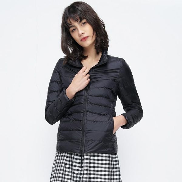 

women down coats 2017 new ultra light white duck down jacket solid slim female winter short portable windproof parkas plus size, Black