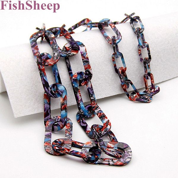

fishsheep new fashion acid acrylic long chain necklace bohemian braided link chains big necklace women party jewelry gifts, Silver