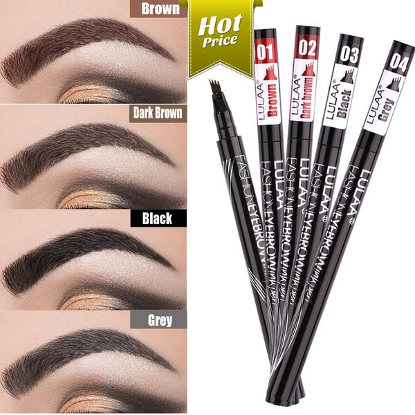 

lulaa 4color liquid eyebrow pencil enhancer eyebrow tattoo pen sketch waterproof tint 4head long-lasting eye makeuptslm1