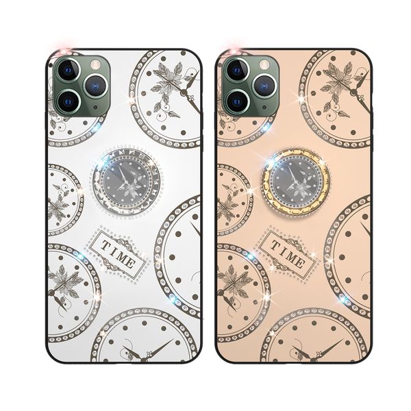 

for iphone 11 pro max 6 6s 7 8 x xr xs case luxury diamond clock with ring stand lanyard back cover samsung s10 s9 s8 plus note 10 9 8