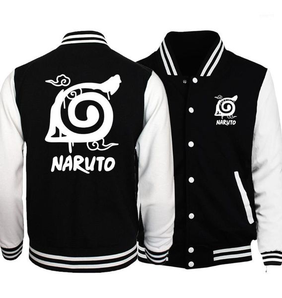 

wholesale- 2017 anime uzumaki naruto sweatshirts konoha printed baseball jackets spring autumn tracksuits men women hoodies1, Black