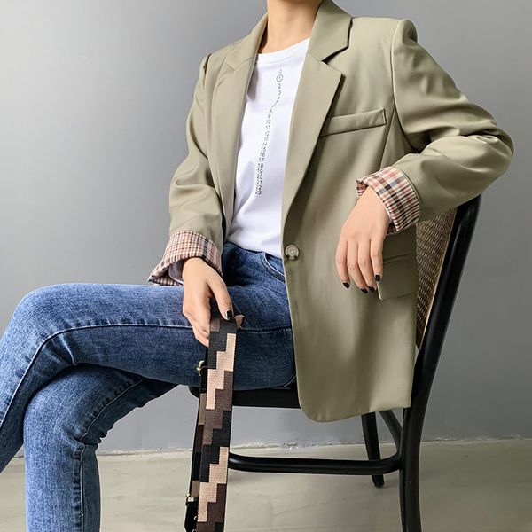 

elegant retro casual women blazers 2020 spring new korean-style fashion solid color long sleeve suit jacket women's coat, White;black