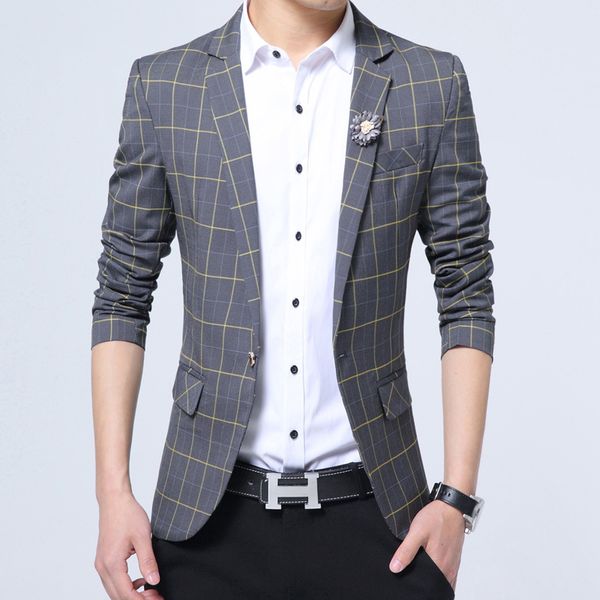 Acheter Vetement Homme 2018 Veste Costume Hommes Blazer Masculin Angleterre Plaid Veste Homme Costume Silm Fit Party Blazers Hommes Costumes De 8243
