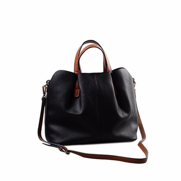 

genuine leather composite bags litchi grain handbags head layer cowhide 2020 new women's portable shoulder messenger fold bags