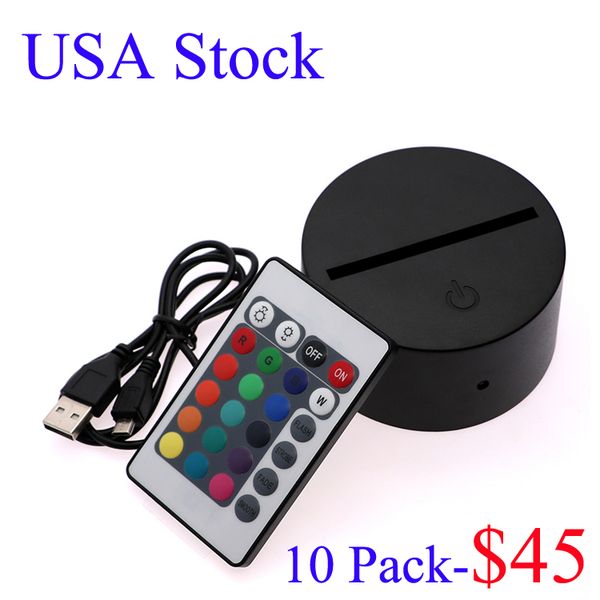 

3d night led light lamp base + remote control + usb cable adjustable 7 colors decorative lights for bedroom child room living room