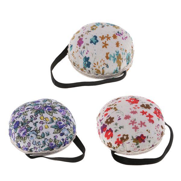 

3pcs ball shape pin cushion with elastic wrist belt diy handcrafts, Black