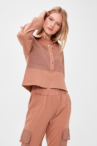 

trendyol woven detailed knitted sweatshirt twoaw20sw0554, Black