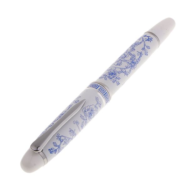 

stainless steel fountain pen, fine nib fountain pen 0.5mm calligraphy ink pen, blue and white porcelain pattern pen