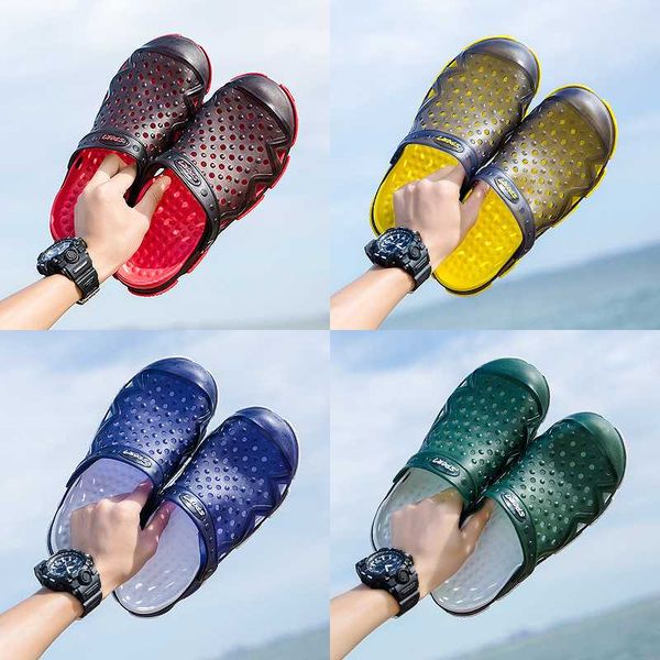

2020 new men jelly shoes sandals summer slippers man outdoor beach male casual water shoes slip-on masculina, Black