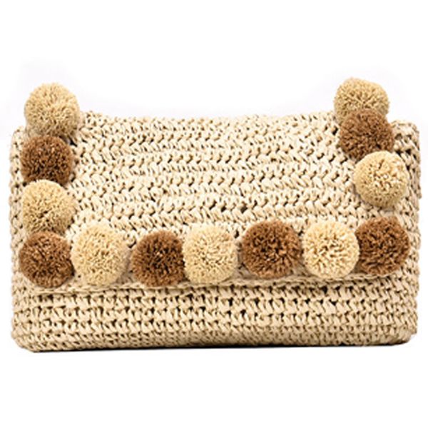 

jhd-new hair ball beach bag straw clutch bag envelope lady ladies day summer chain messenger