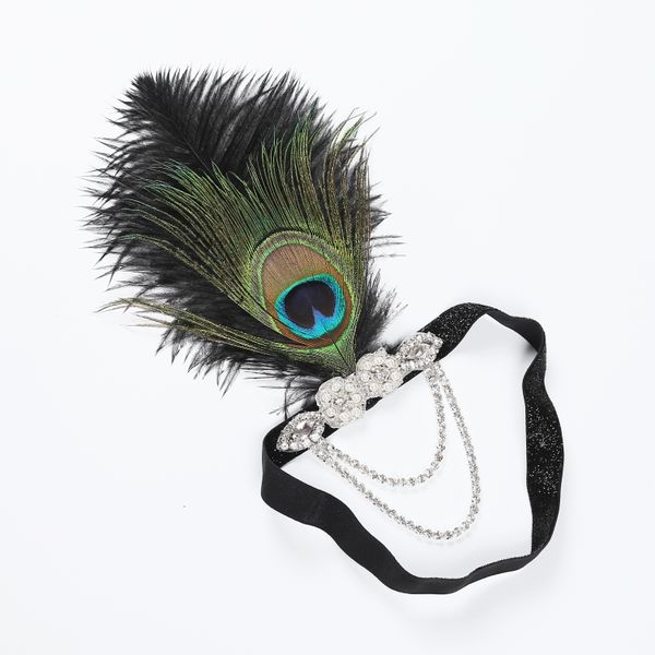 Art Deco Pfauenfeder-Kopfschmuck des 20. Jahrhunderts, Gatsby-Feder-Stirnband