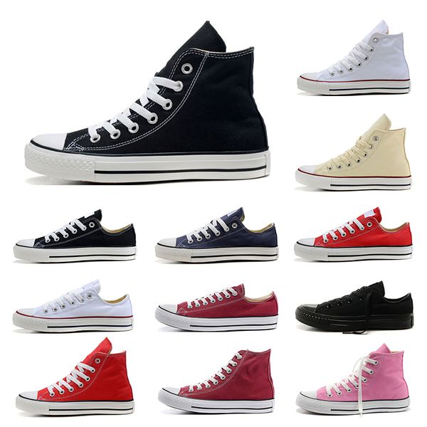 

Designer canvas shoes mens womens low & high top black pink white red blue unisex cheap casual sneakers shoes size 35-44