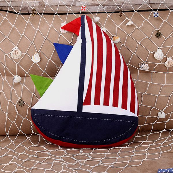 

creative bolsters striped fish & sailing boat decorative pillows almofada mediterranean hand-made diy deer cushion