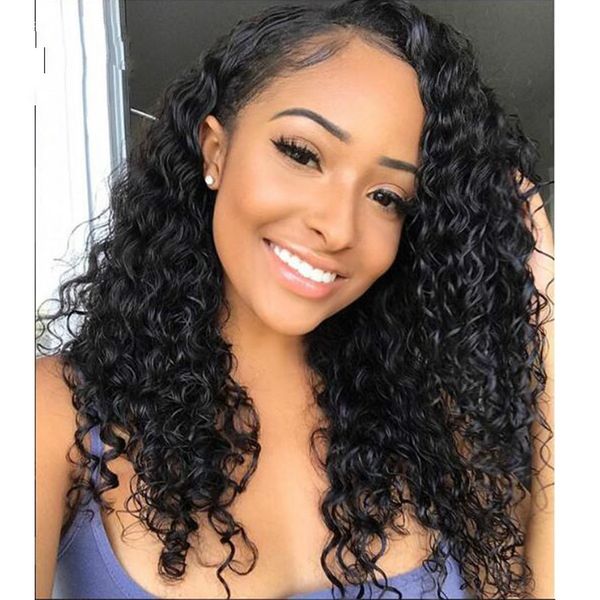 

13x4 short curly lace front human hair wigs pre plucked brazilian remy hair lace wigs for women bleached knotes, Black