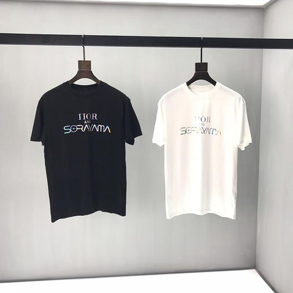 

19ss мужские дизайнерские футболки перемычки Зеркало стерео рельеф сакуры буквы Tee