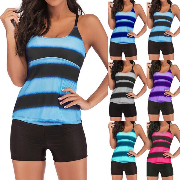 

women plus size gradient tankini bikini swimwear swimsuit bathing suit