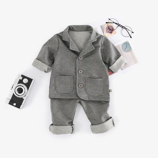 

2020 весна мальчиков наборы пальто и брюки отворотом, White