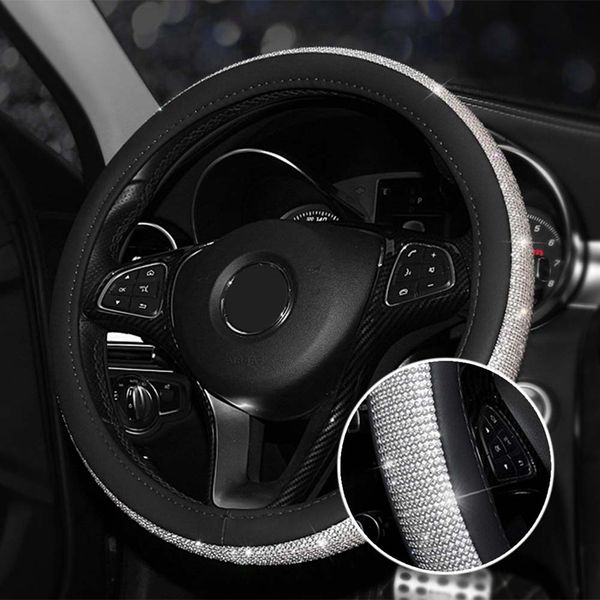 

luxury crystal car steering wheel covers for women girls leather rhinestone covers for steering wheels interior accessories