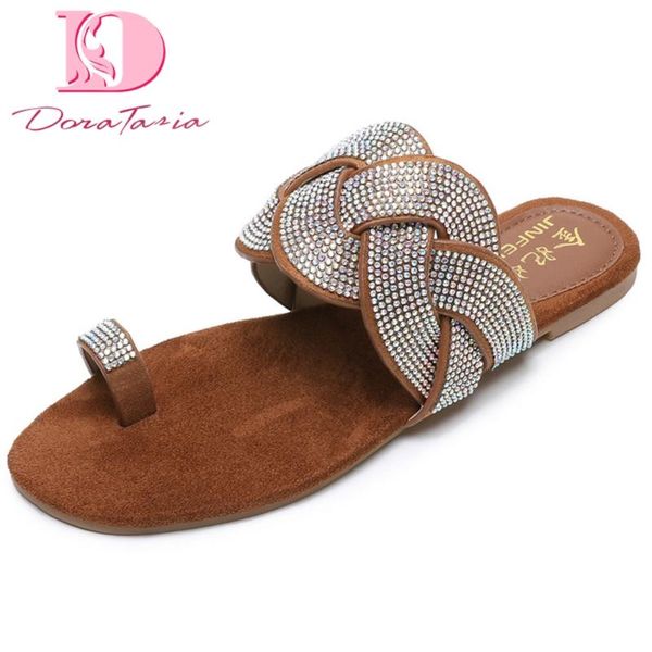 

doratasia 2020 dropship ins big size 42 flat sole flip flops casual summer sandal slippers woman shoes women, Black