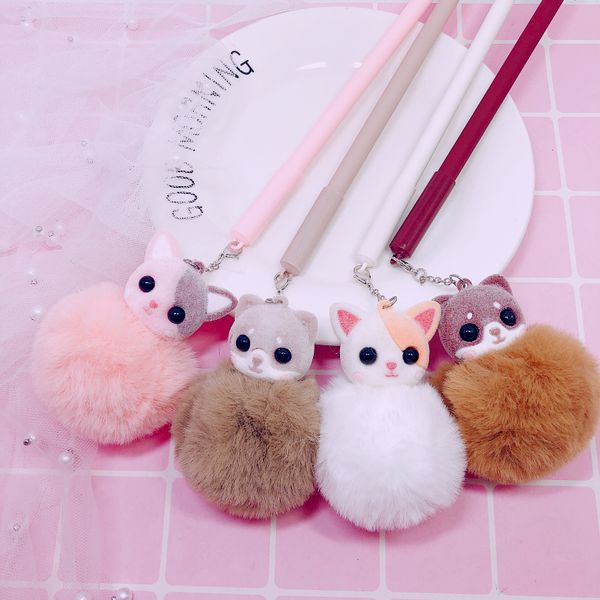 

cute kawaii cat warm ball plush pendant gel pen ink pens gift school & office writing supply kawai stationery gift