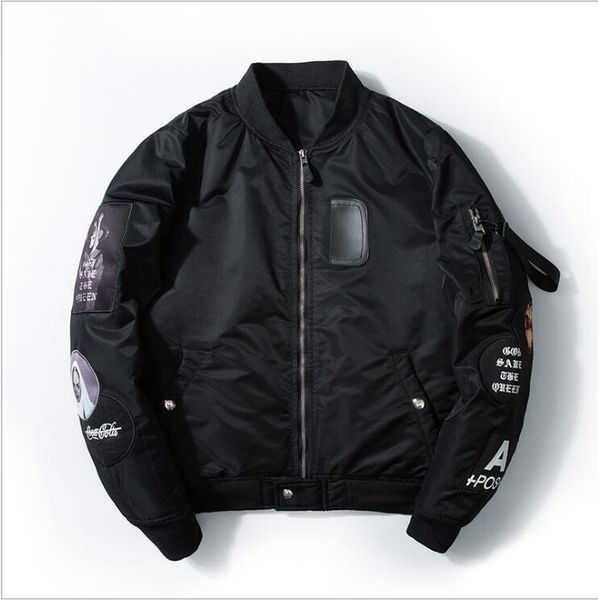 

2019 new men designer embroidery ma1 flight suit jacket baseball uniform teen street hip hop jacket outerwea cotton clothes coats jackets #8, Black;brown