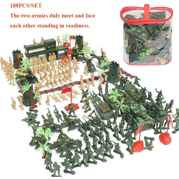 

188pcs military base army men action figures - world war set boys gifts military figures
