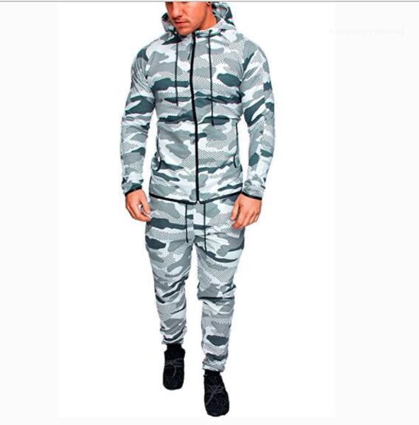 

set sportswear sweat suit 2018 autumn men sportwear pants jackets tracksuit men's hoodie camouflage tracksuits outdoor, Gray