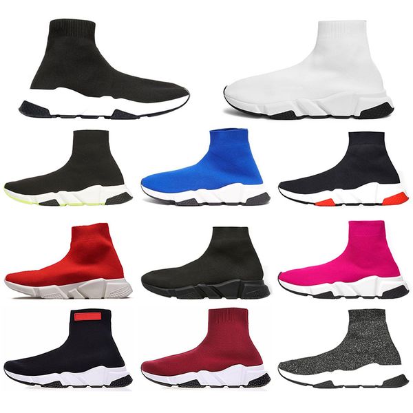 

luxury designer casual sock shoes speed trainer black red blue triple black fashion brand socks boots sports sneaker trainer